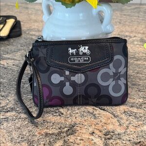 Coach Black and Purple Wristlet